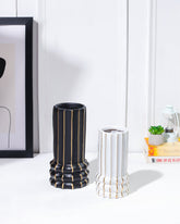 Alamkari India Fluted Footed Cylinder Vase